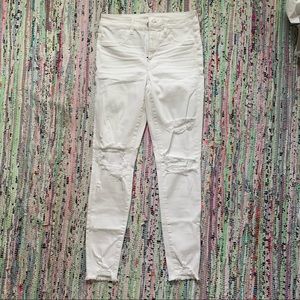American Eagle White Distressed Jeggings